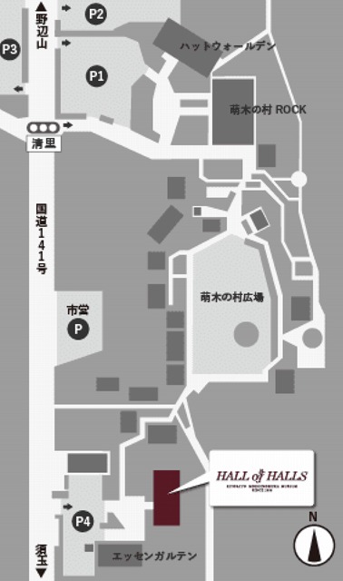 萌木の村駐車場の地図